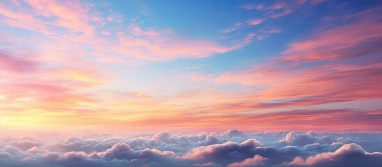Fototapeta premium Stunning colorful sky at sunrise or sunset crop the long panorama With copyspace for text