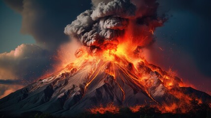 Erupting volcano, AI generated Image