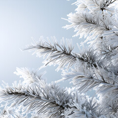 Fir branch in the snow, winter wonderland, snow-covered spruce branch