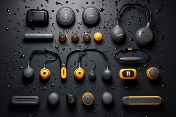 Sporty and waterproof wireless earphones for active individuals, Generative AI