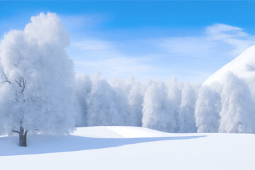 Obraz premium The winter mountains landscape, winter landscape with snow and trees