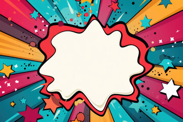 Colorful bright speech bubble in pop art, comics style
