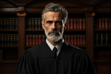 Portrait of a male judge in court - obrazy, fototapety, plakaty