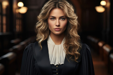 Fototapeta premium Young female judge in the courtroom