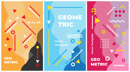Geometric banner. Set of vector illustrations. Clean style backgrounds