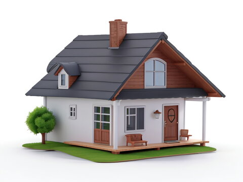 3d Illustration of a small house on a white background