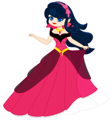 Stunning Princess Dancing in a Pink Ball Gown - Fairy Tale Illustration  