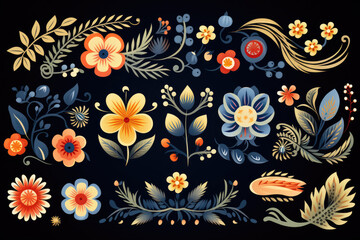 Obraz premium Elements for painting Ukrainian national tableware and household items