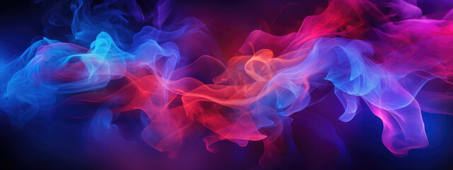 Abstract smoke wave background in black-red light on black. Horizontal banner - obrazy, fototapety, plakaty