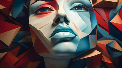 Capture a 3D-rendered interpretation of Cubism, featuring geometric shapes and facets. Showcase the precision in each facet, creating a modern take on this iconic art movement.