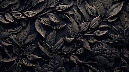 Black floral wallpaper of black roses. Generative AI