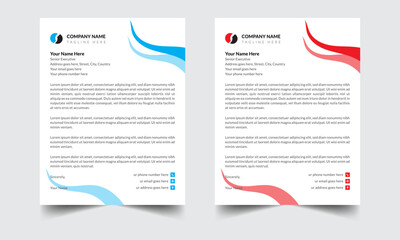 simple and professional corporate business letterhead  design with color variation.
