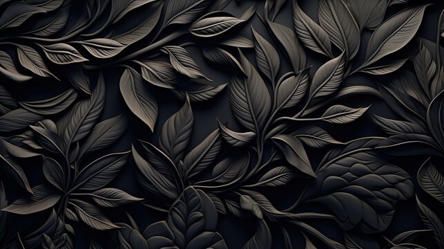 Black floral wallpaper of black roses. Generative AI