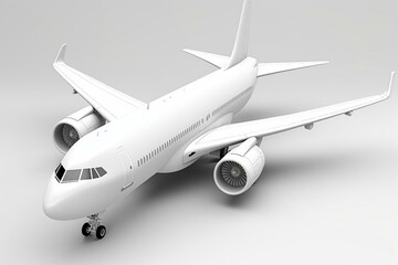 Airplane on white background. 3d illustration. Generative AI