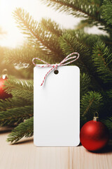 Blank craft gift tag with copy space for label card design presentation, christmas holidays mockup