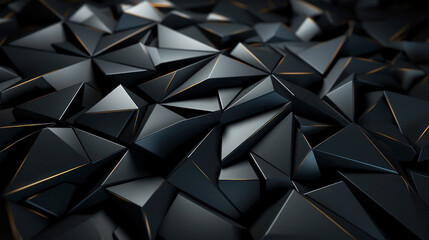 Abstract black low polygon triangles (trigonal pyramids) mesh - obrazy, fototapety, plakaty