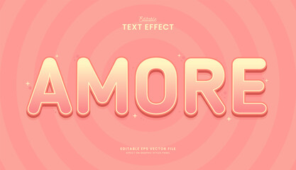 decorative editable cute amore peach color text effect vector design