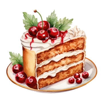 recommend clip art: Watercolor Christmas cake isolated clipart