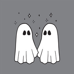 two ghosts shaking hands 