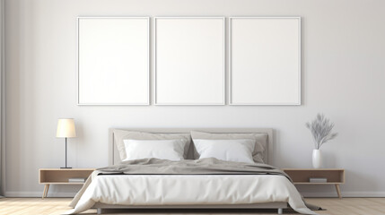 Perspective of modern bedroom with white bed 