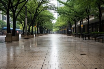 Empty street at the city square