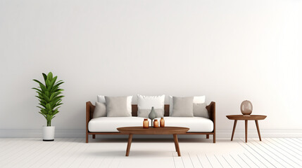 Fototapeta na wymiar Perspective of modern living room with seating pillow