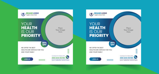 Medical Healthcare Social Media Post Template Web Banner Design