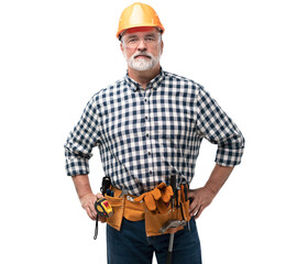 mature happy handyman isolated on transparent background