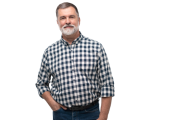 mature happy handyman isolated on transparent background