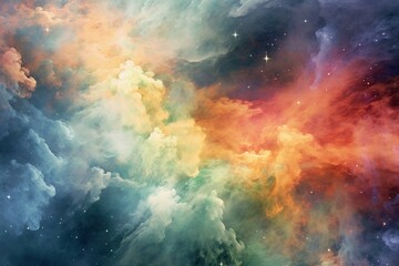 Fototapeta premium Colorful nebula in space. Generative AI