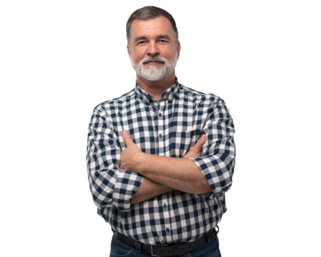 mature happy handyman isolated on transparent background