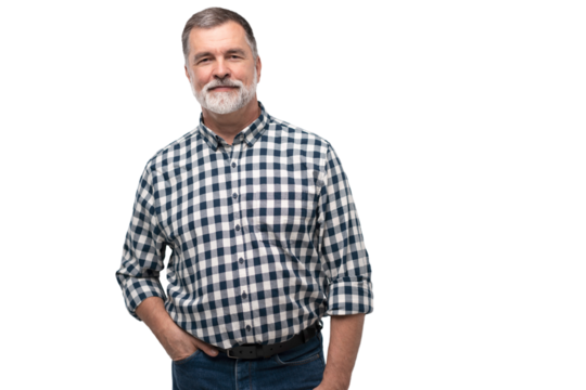 mature happy handyman isolated on transparent background