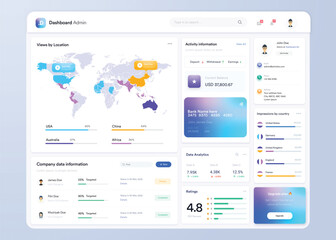 UI UX Infographic dashboard. UI design with graphs, charts and diagrams. Web interface template
