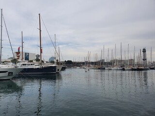 Fototapeta na wymiar Barcelona, Spain 15 May 2022 - Barcelona boats port vell - Barcelona Harbour