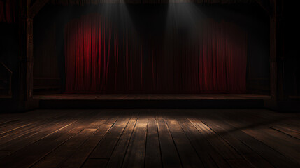 old wooden stage inside a theater - obrazy, fototapety, plakaty