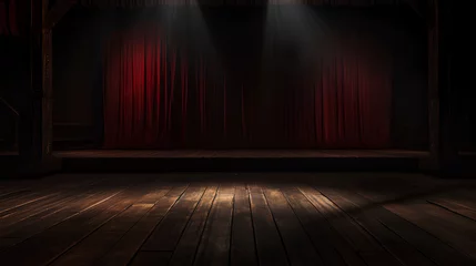 Fotobehang old wooden stage inside a theater © l1gend