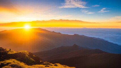 Beautiful rich nature of Haleakalā National Park at sunset. High resolution, photogenic. cinematic wide angle shot
