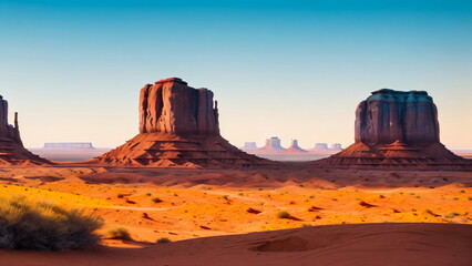 Beautiful rich nature of Monument Valley. High resolution, photogenic. cinematic wide angle shot