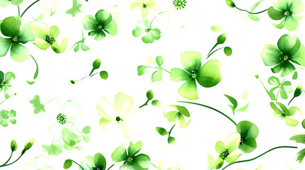 Obraz premium seamless green floral water color pattern on white background