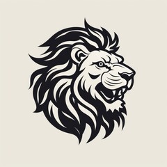 Lion logo, black and white, AI generated Image