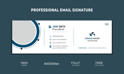 minimal style email signature card template in horizontal design