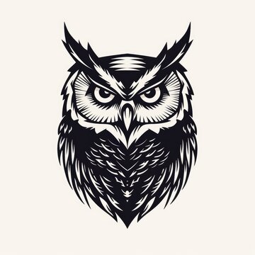 Owl logo, black and white, AI generated Image
