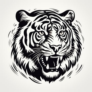 Tiger logo, black and white, AI generated Image