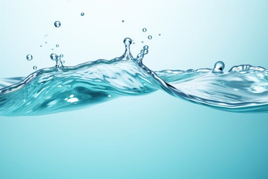 A background image for creative content featuring a serene body of water with a light blue color and a gentle splash. Photorealistic illustration