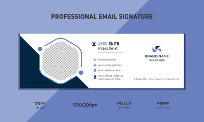 Elegant Corporate Minimal email signature Flat Mail template or email footer and personal Business employee email signature design