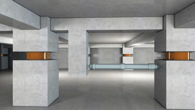 3D animation simulation of construction of isolation bearings and viscous dampers