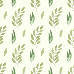 Simple seamless pattern with branch, leaves