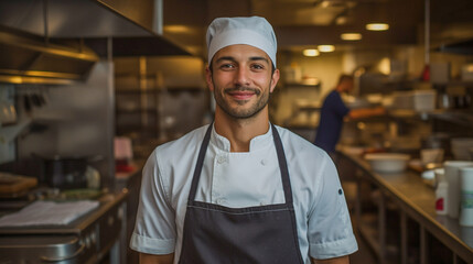 portrait of a smiling chef in a restaurant