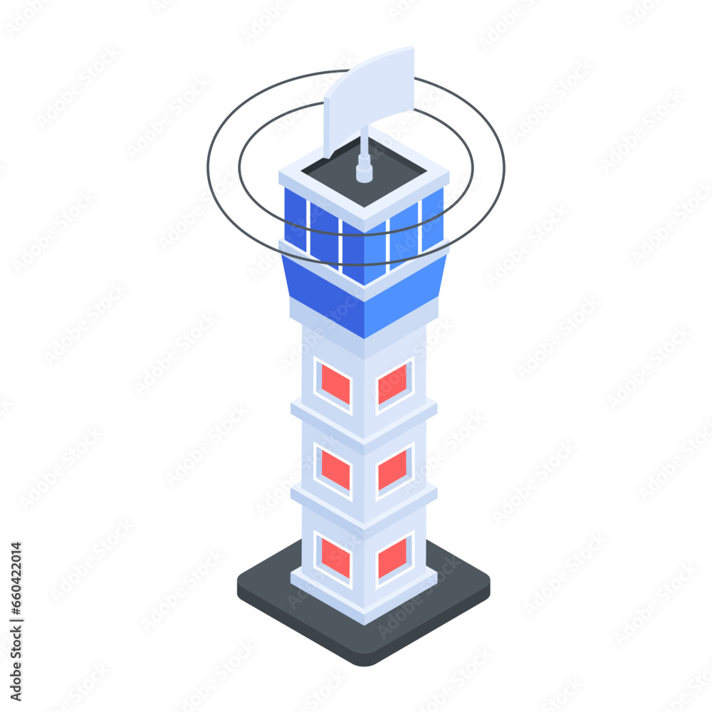 Canvas Prints premium isometric icon of control tower