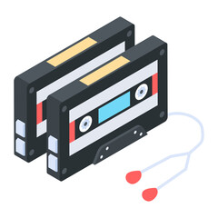 Get this isometric icon of compact cassettes 